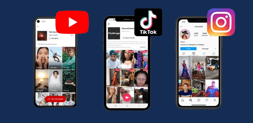 youtube shorts, TikTok, and instagram reels